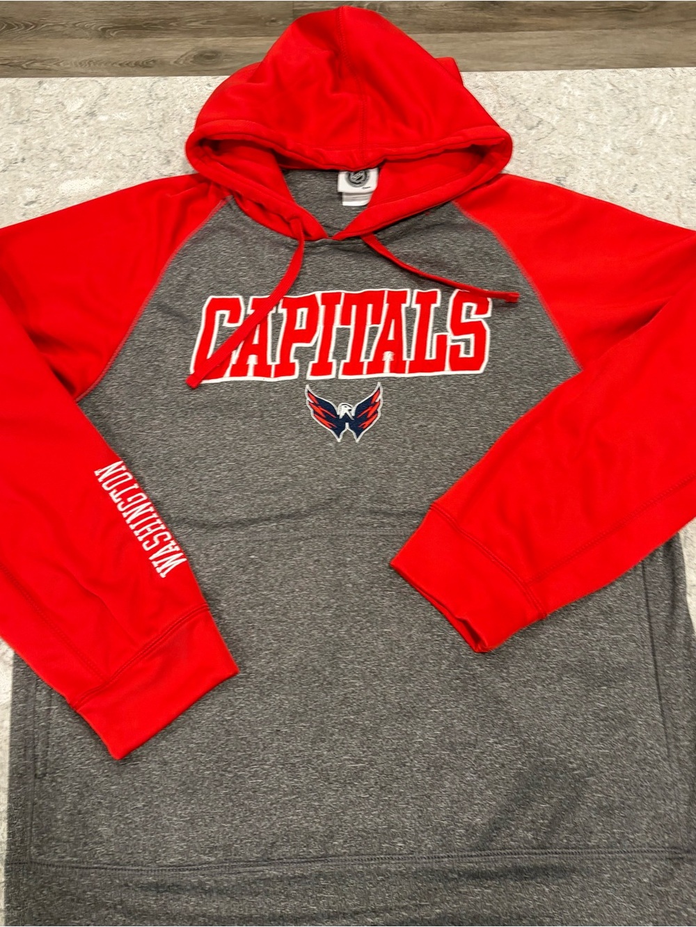 Washington Capitals NHL Red & Gray Crewneck Hoodie-Large